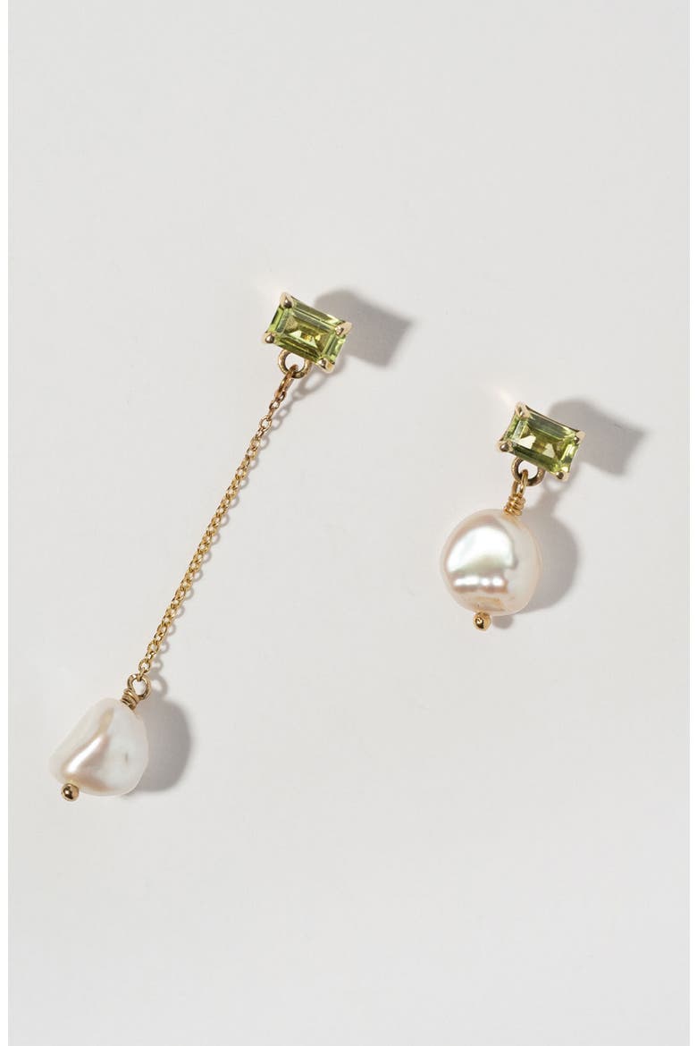 Gemma Keshi Pearl Mismatched Drop Earrings, Alternate, color, GOLD