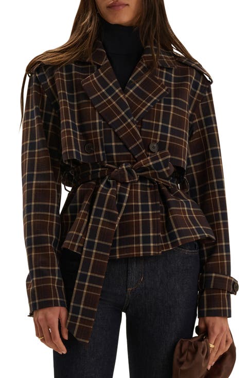 The Cropped Charles Plaid Trench Coat