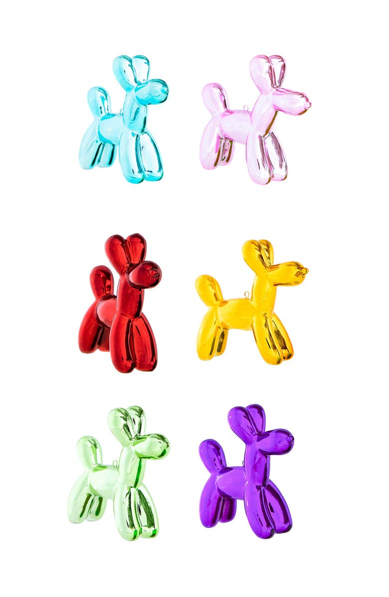 INTERIOR ILLUSIONS Holiday 3.25" Balloon Dog Ornament - Pack of 6, Main, color,