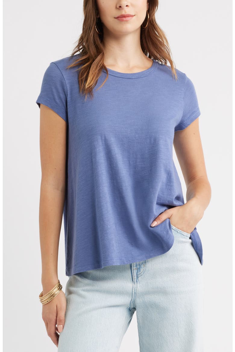 Cotton Blend Swing T-Shirt, Main, color, BLUE INDIGO