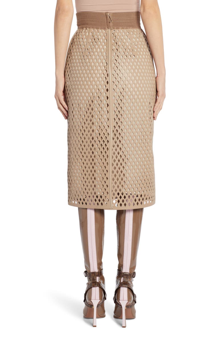 Fendi Leather Mesh Pencil Skirt, Alternate, color, 