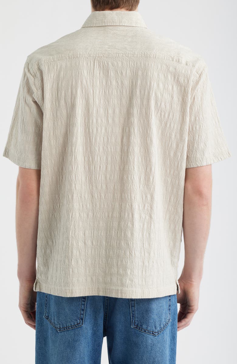 Rip Curl Premium Surf Check Short Sleeve Cotton Seersucker Button-Up Shirt, Alternate, color, Bone