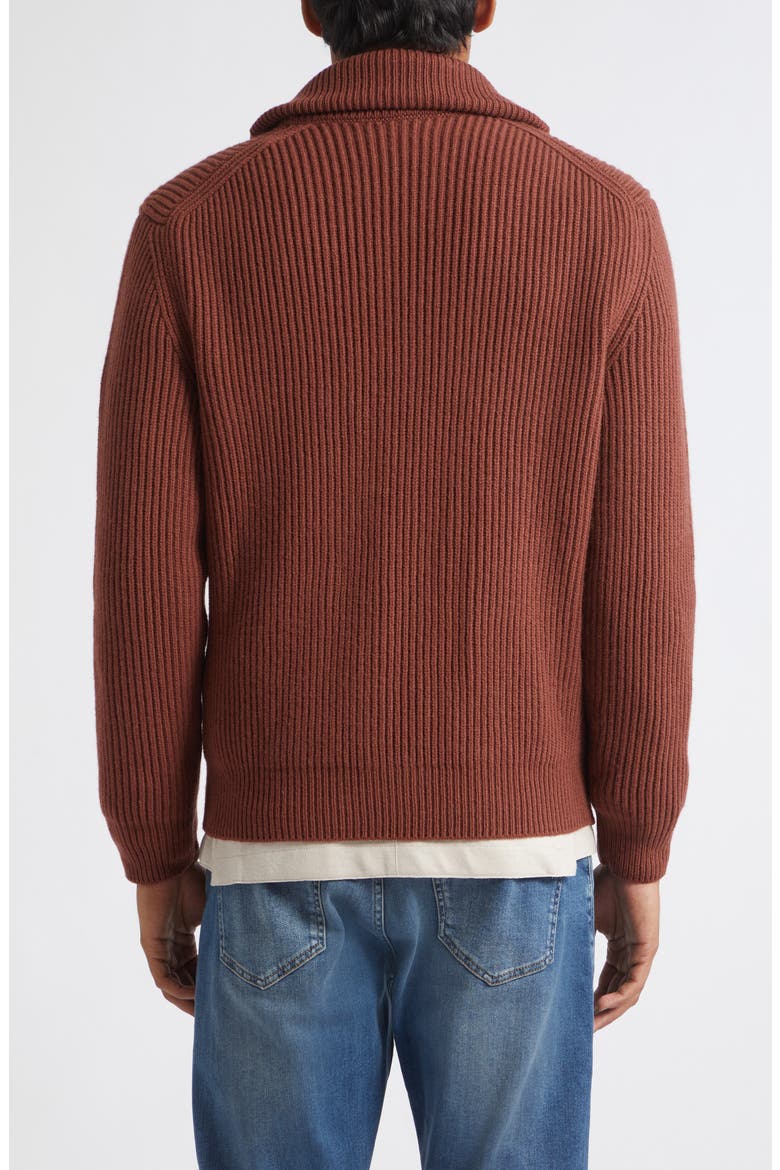 Rib Shawl Collar Wool Cardigan, Alternate, color, AMBER