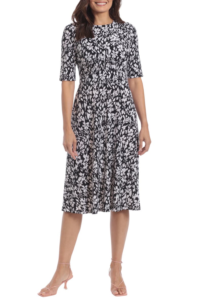 London Times Floral Jersey A-Line Dress, Main, color, 