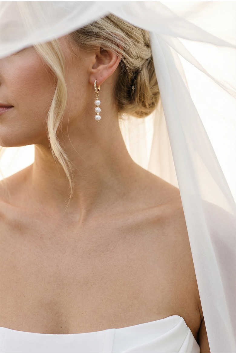 Freshwater Pearl Rose Gold Drop Earrings, Alternate, color, 18K Gold Plated