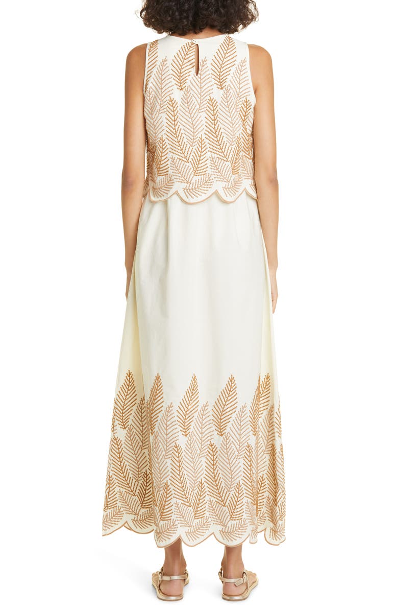 Loretta Caponi Faust Embroidered Sleeveless Maxi Dress, Alternate, color, 