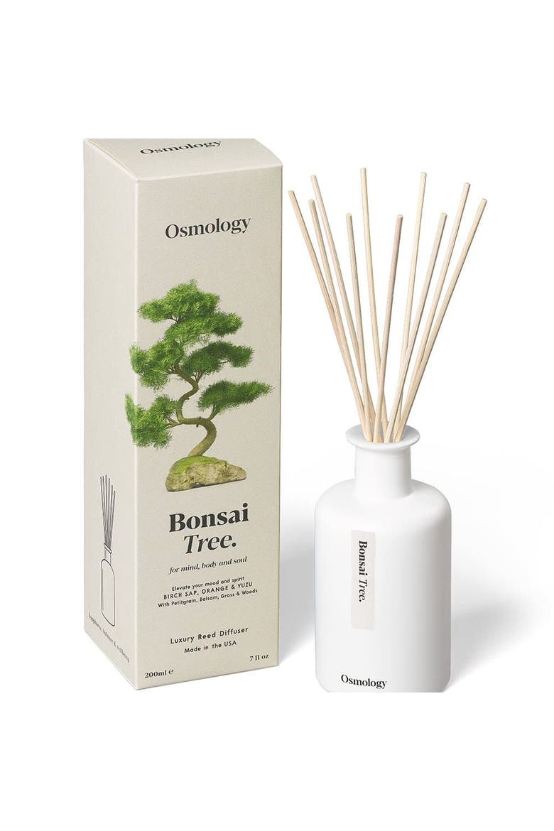 Bonsai Tree Reed Diffuser - Birch Sap Orange and Yuzu, Main, color, white
