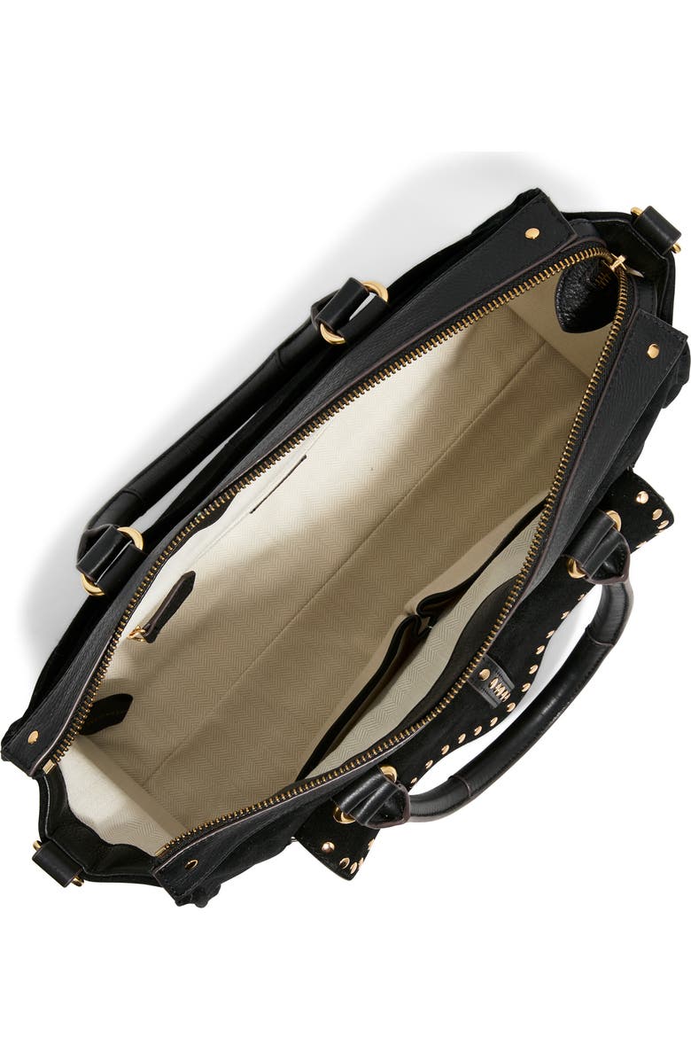 AIMEE Armour Leather Satchel, Alternate, color, Black Suede