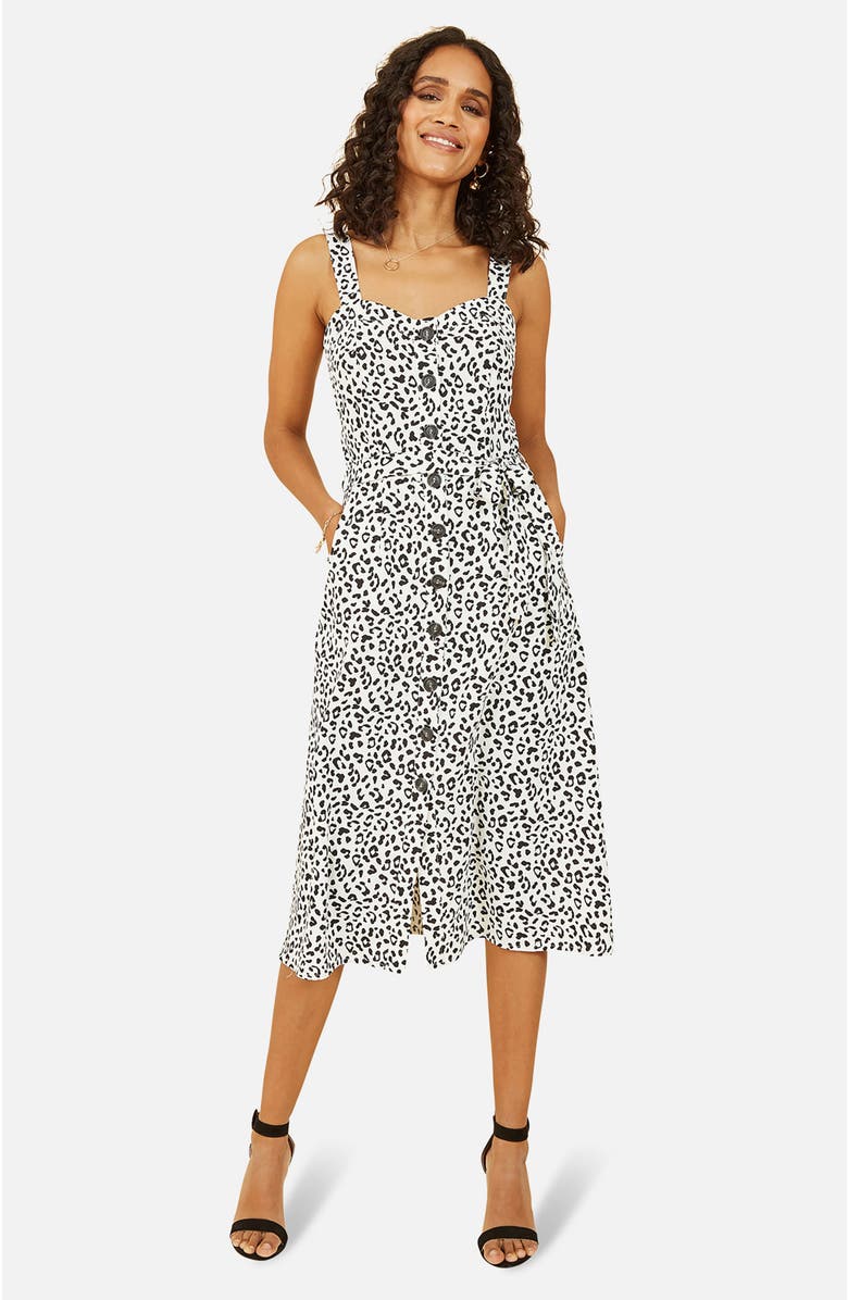 Yumi Printed Button Through Midi Dress, Main, color, White