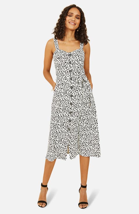 Printed Button Through Midi Dress