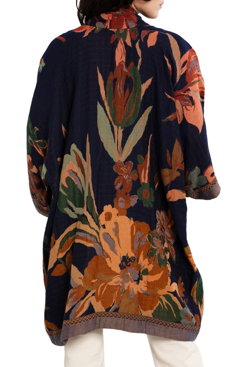 Midnight Maple Floral Ruana, Alternate, color, NAVY