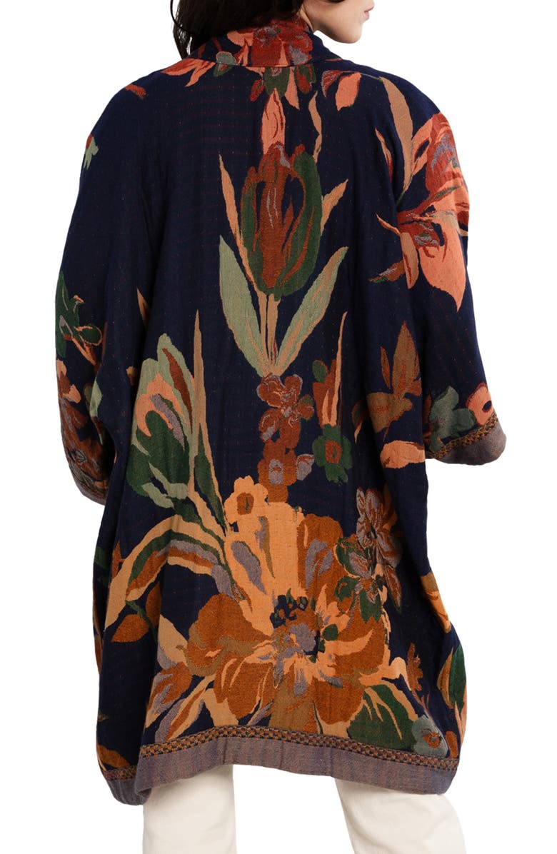 SAACHI Midnight Maple Floral Ruana, Alternate, color, Navy