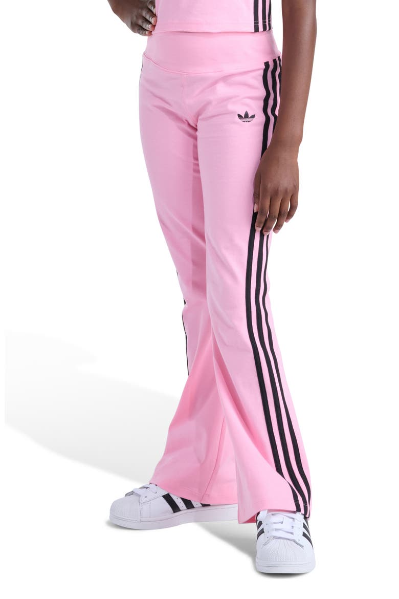 Kids' 3-Stripes Stretch Cotton Flare Leggings, Alternate, color, LIGHT PINK