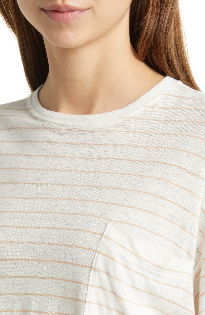 FRAME Stripe Organic Linen Pocket T-Shirt, Alternate, color, Blush Multi