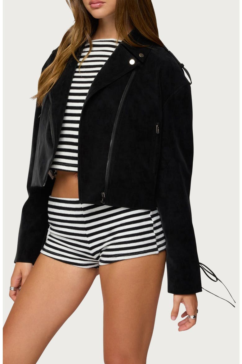 Ryder Faux Suede Biker Jacket, Alternate, color, BLACK