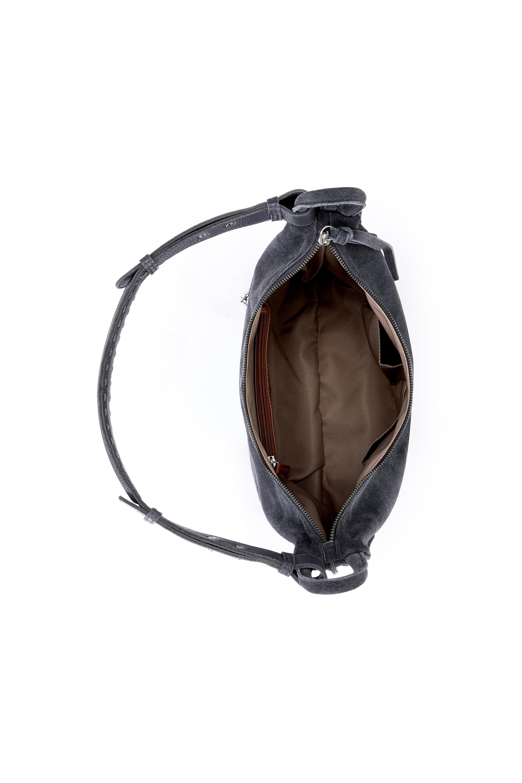 Los Feliz Bucket Hobo Leather Bag, Alternate, color, Storm Grey Suede