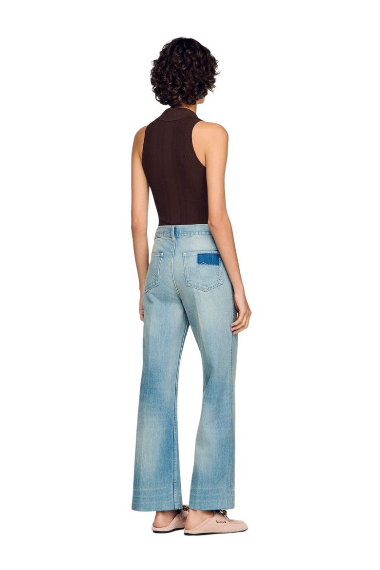 Faded straight zipped cotton jeans, Alternate, color, Blue jean