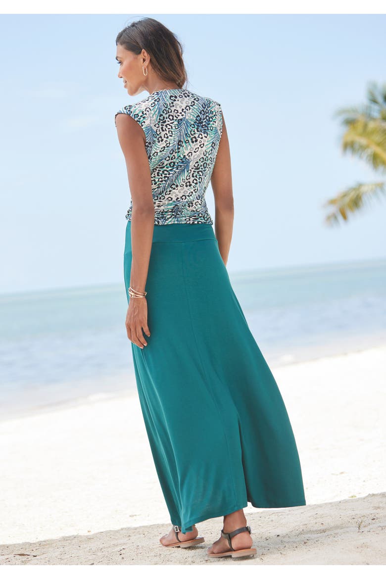 Sleeveless Wrap Look Top, Alternate, color, Grey & Teal