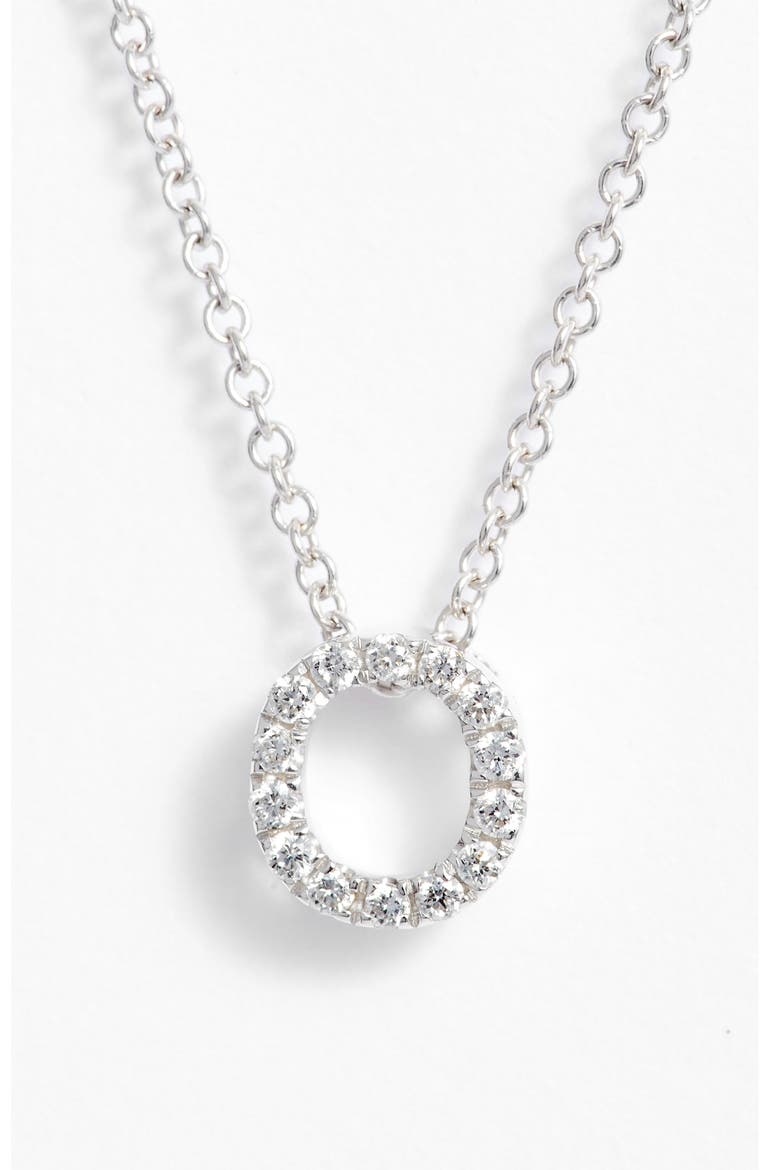 Diamond Pavé Initial Pendant Necklace, Alternate, color, 18K WHITE GOLD - O