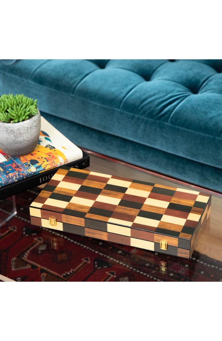 Bey-Berk Art Deco Design 18" Backgammon Set, Alternate, color, Black/ Gray