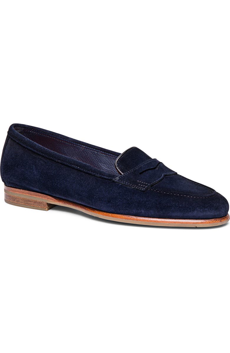 Santoni Women's suede Carla loafer, Main, color, Blue