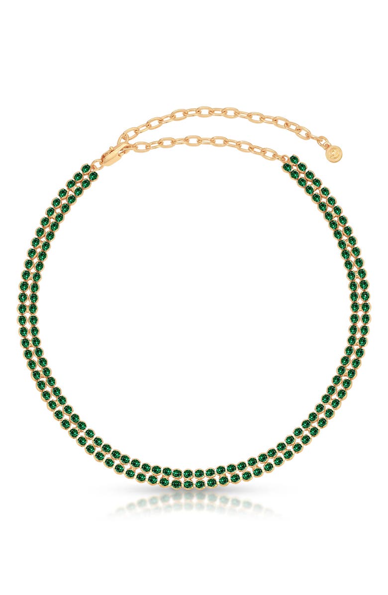 Ettika Crystal Sparkle Choker Necklace, Main, color, Green