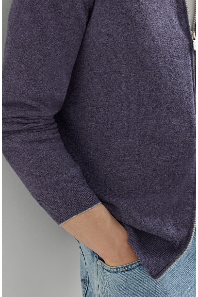 Cashmere high-neck cardigan with zipper, Alternate, color, Purple