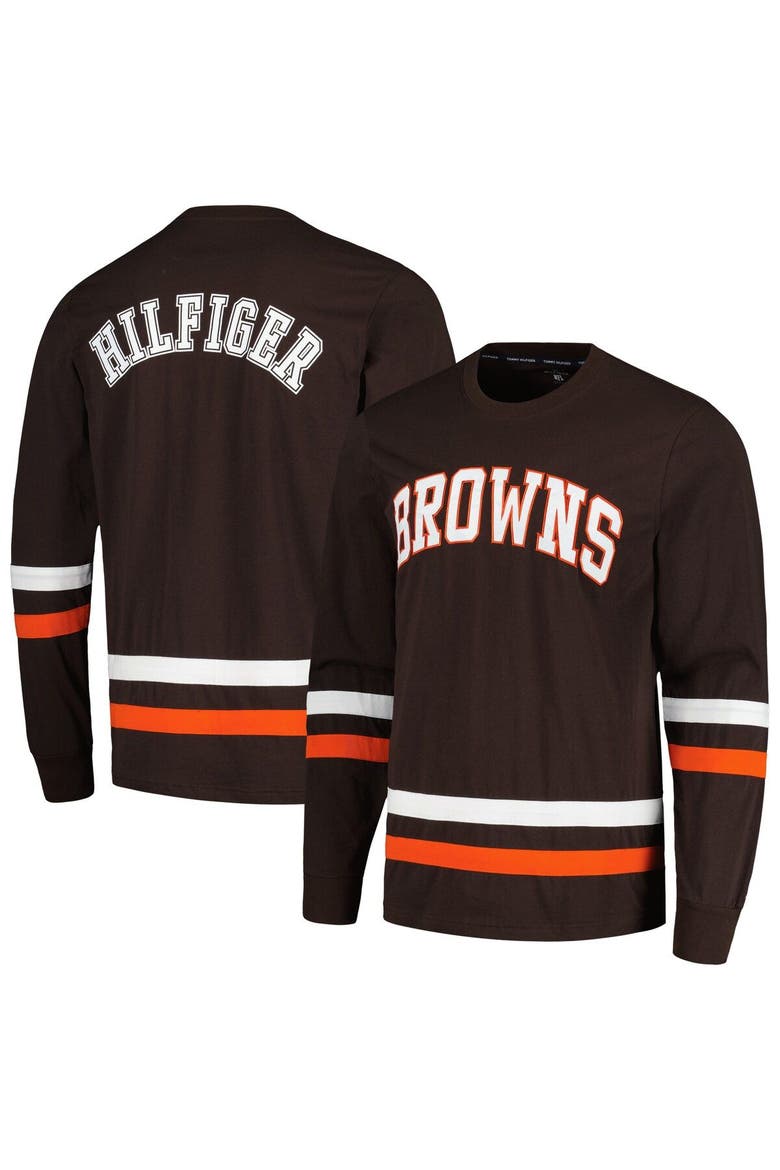 Men's Tommy Hilfiger Brown/Orange Cleveland Browns Nolan Long Sleeve T-Shirt, Main, color, Brown