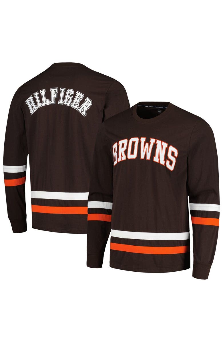 Tommy Hilfiger Men's Tommy Hilfiger Brown/Orange Cleveland Browns Nolan Long Sleeve T-Shirt, Main, color, Brown