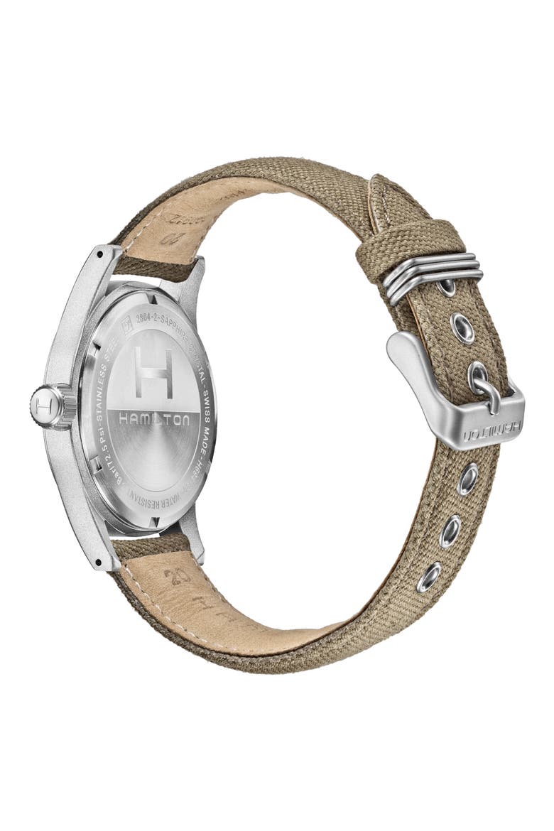 Khaki Field Canvas Strap Watch, 38mm, Alternate, color, GREEN/ SILVER
