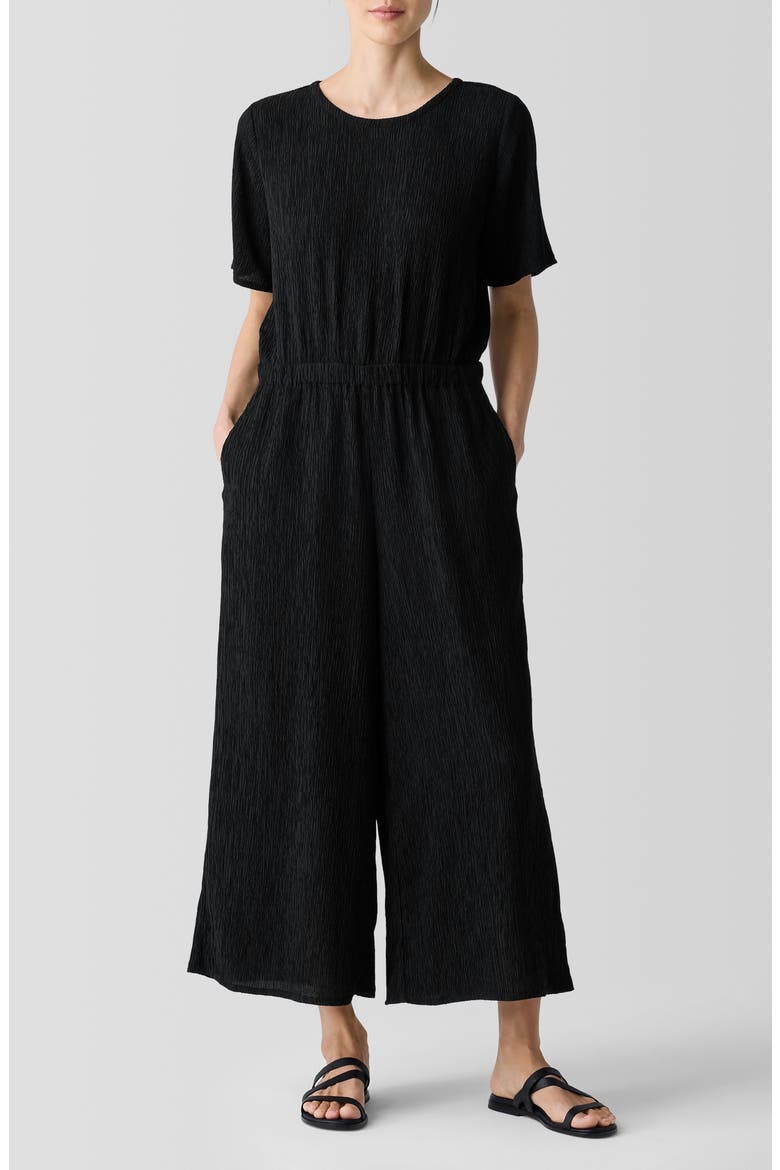 Crinkle Wide Leg Jumpsuit, Main, color, BLACK