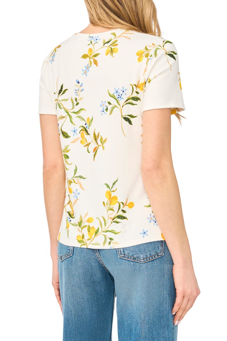 Lemon Floral Jersey T-Shirt, Alternate, color, ULTRA WHITE