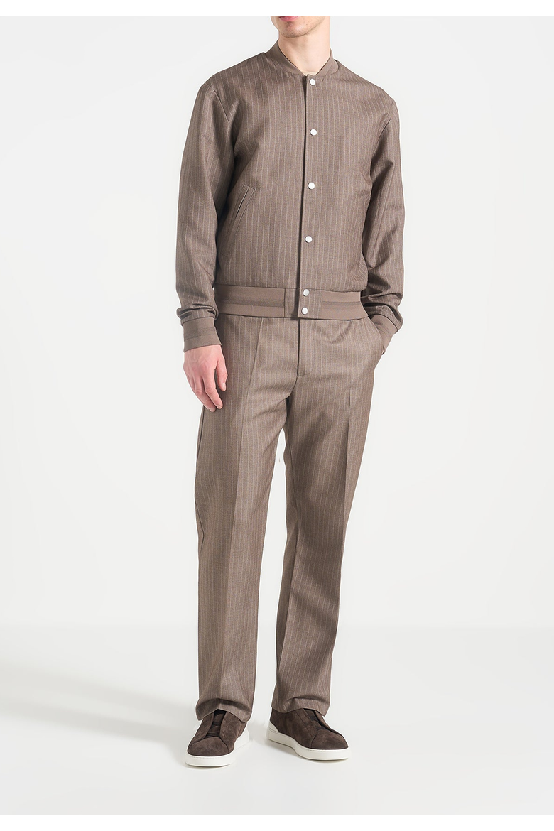 Savin Pinstripe Tailored Bomber, Main, color, Taupe