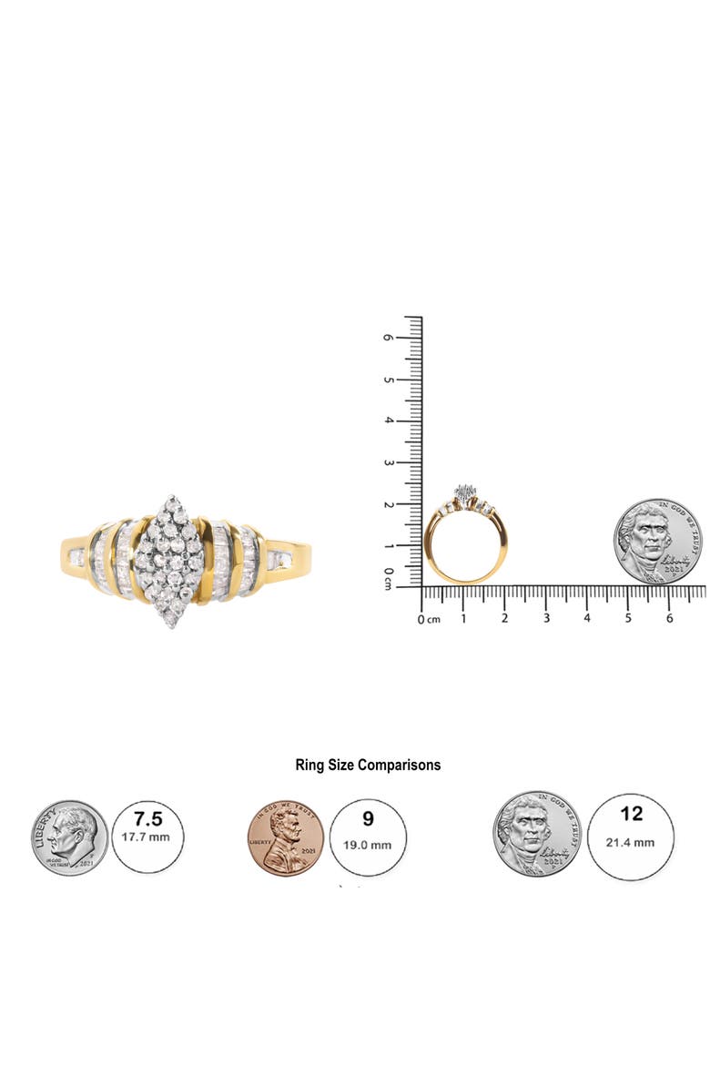10K Yellow Gold 1/2 Cttw Diamond Head & Multi Row Ring, Alternate, color, Yellow
