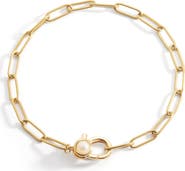 Mint & Lily Paperclip Bracelet with Pearl Accent