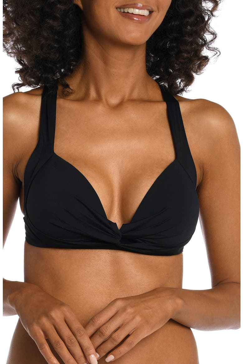 Keyhole Banded Bikini Top, Main, color, BLACK
