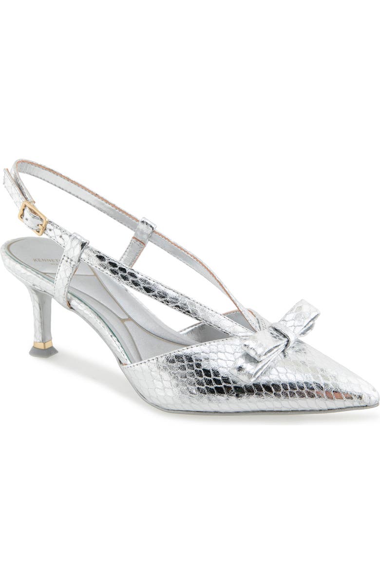 Kenneth Cole Umayra Slingback Pointed Toe Pump, Main, color, Silver Snake