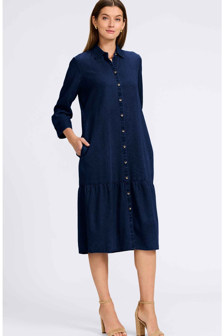 Ivy Long Sleeve Belted Denim Shirtdress, Alternate, color, DARK WASH