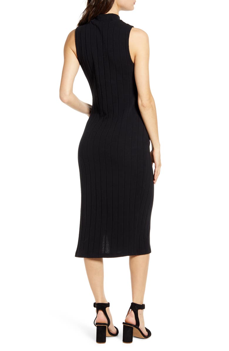 All in Favor Mock Neck Ribbed Midi Dress, Alternate, color, 