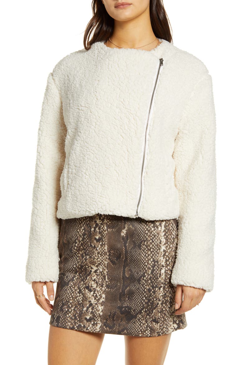 Faux Shearling Jacket, Alternate, color, IVORY