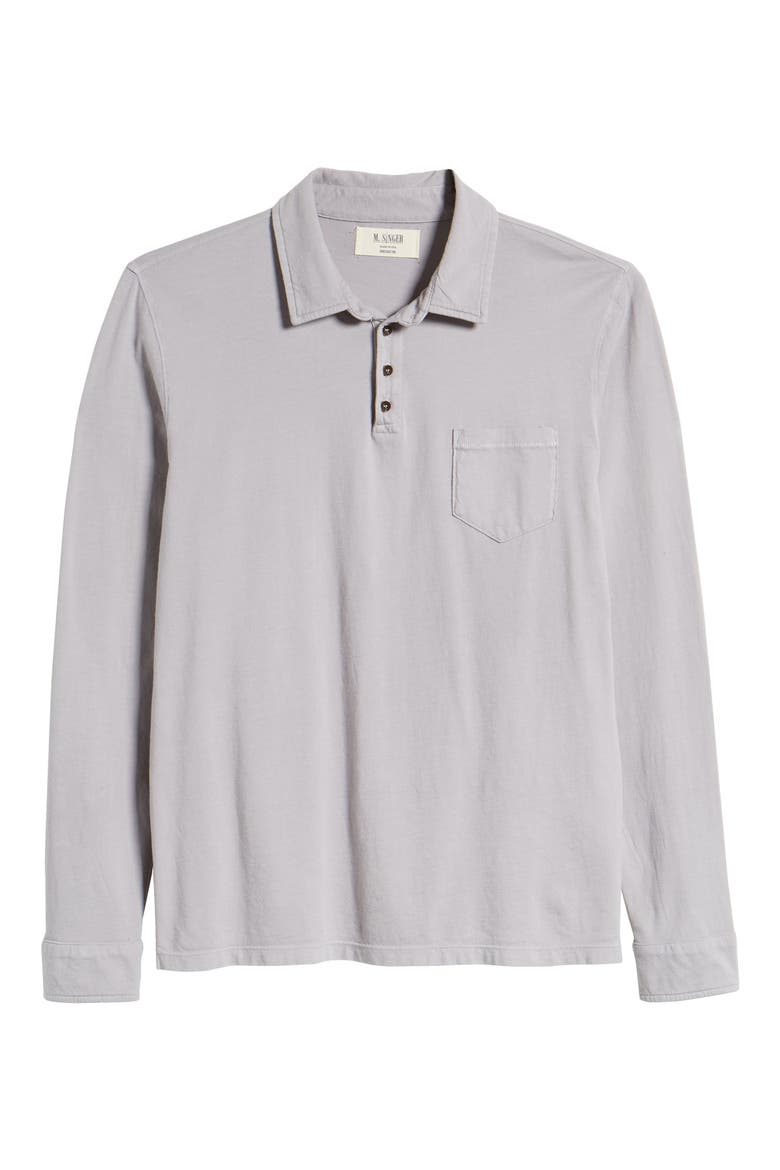 Long Sleeve Jersey Polo, Alternate, color, CHROME