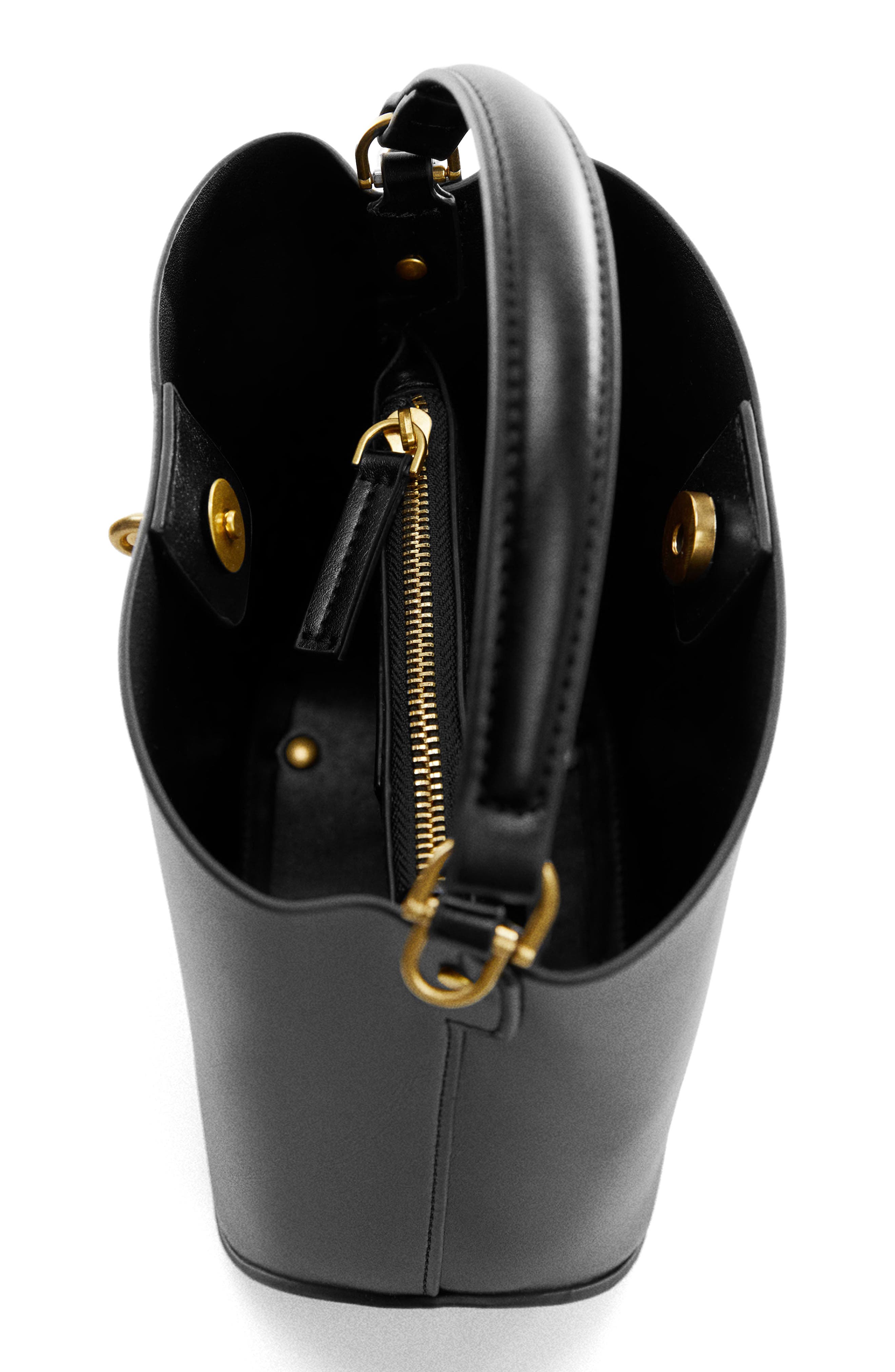 Padlock Faux Leather Mini Shopper Bag, Alternate, color, BLACK