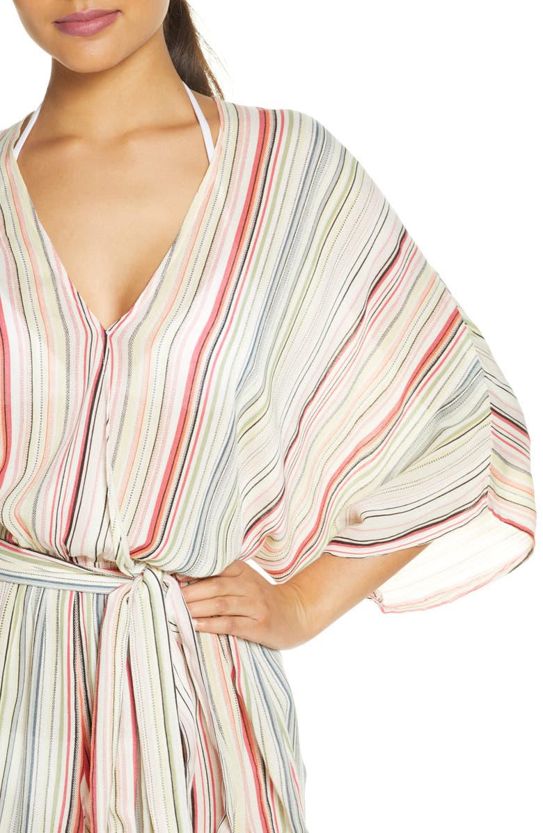Elan Stripe Cover-Up Romper, Alternate, color,