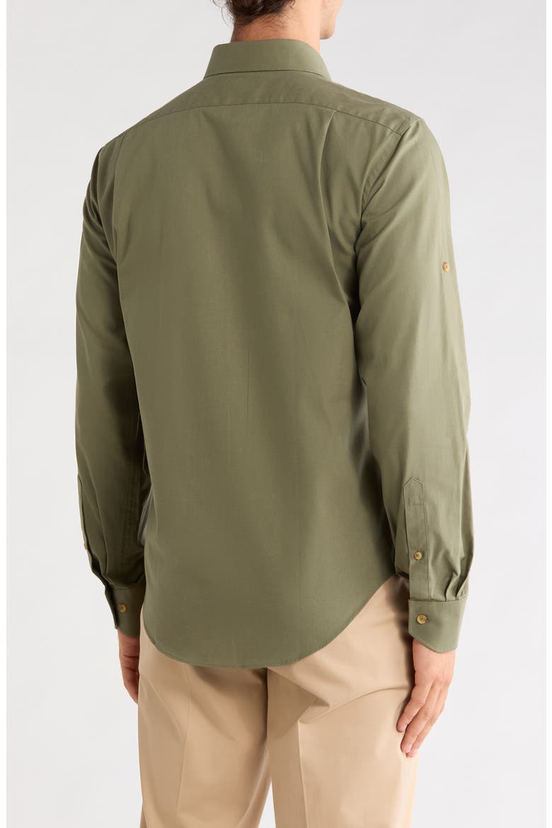 Trim Fit Solid Dress Shirt, Alternate, color, OLIVE