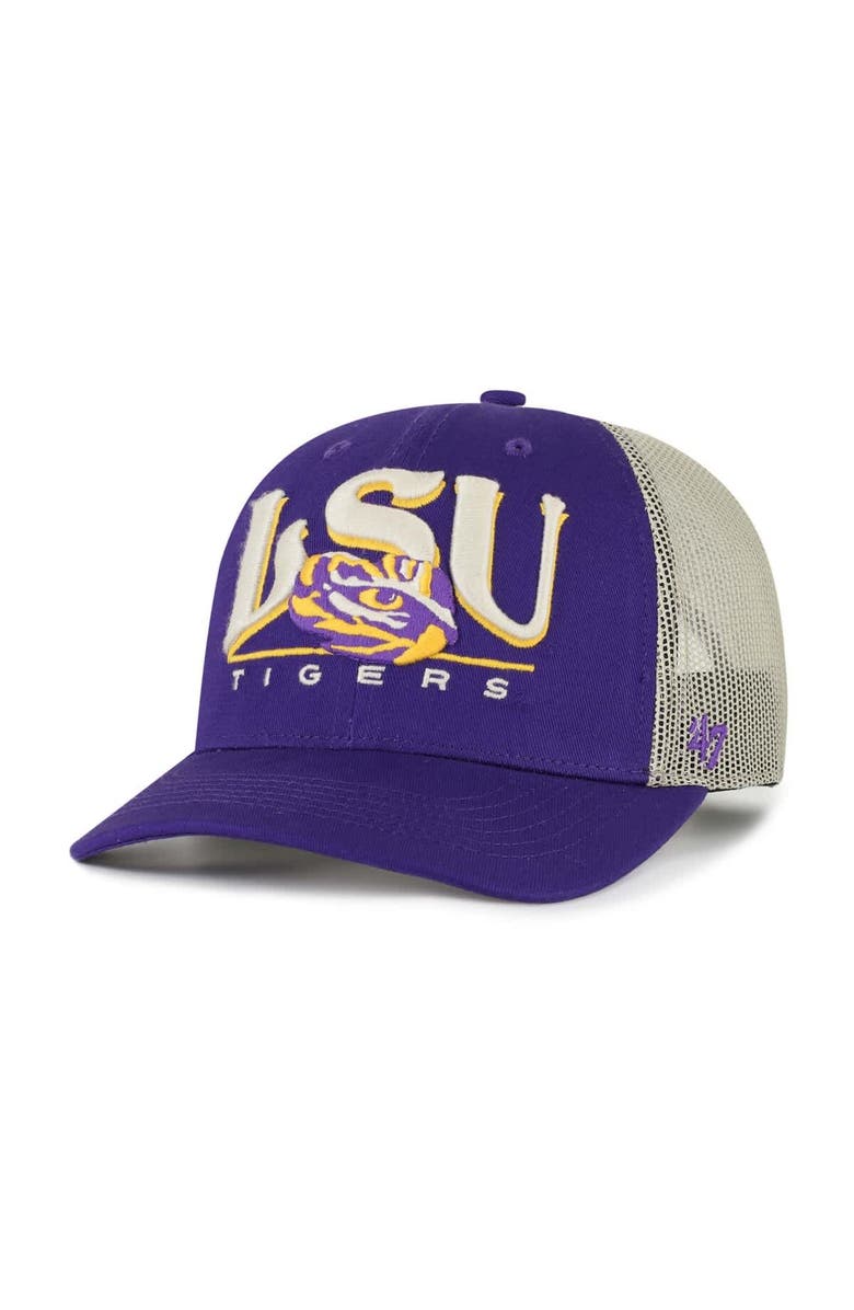 '47 Men's '47 Purple LSU Tigers Arid Adjustable Trucker Hat, Main, color, Purple