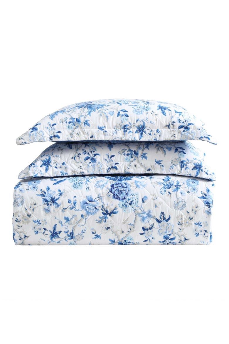Cotton 3-Piece Comforter & Sham Quilt Set, Main, color, DELFT BLUE