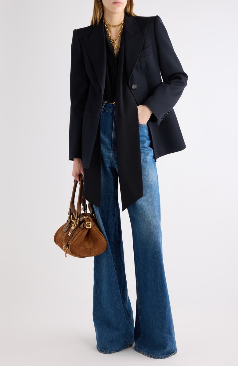 Chloé Organic Cotton Flare Leg Jeans, Alternate, color, Night Blue