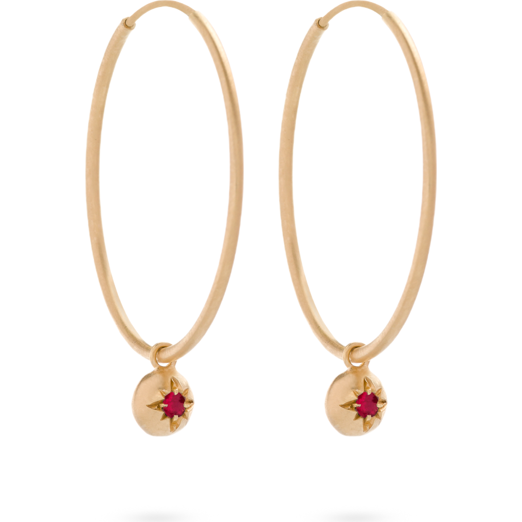 Eloise Jewelry Moon Hoops Natural Diamond. Handmade In Gold