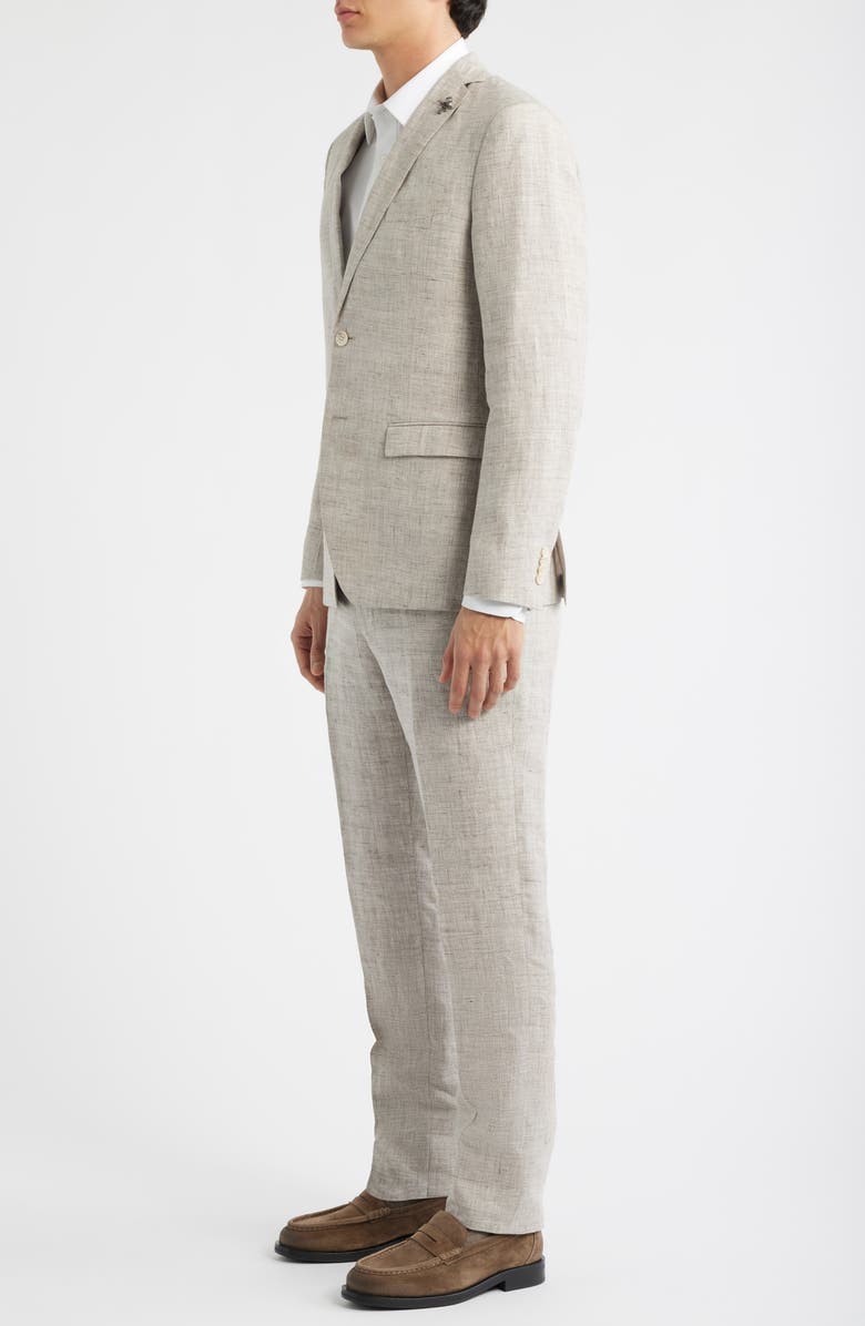 John Varvatos Star USA Varick Slim Fit Tan Slub Linen Suit, Alternate, color, Oatmeal