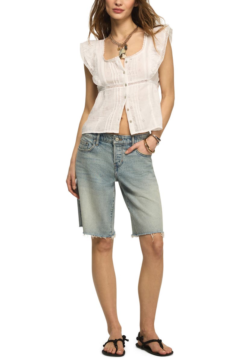 Lucky Brand Lace & Eyelet Crop Top, Alternate, color, Bright White